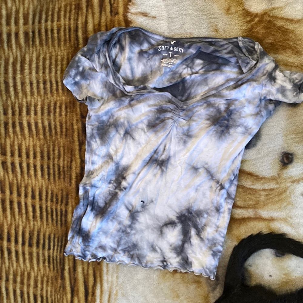 Grey and white crop top